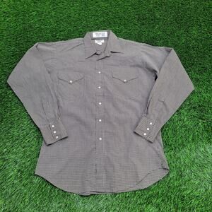 Vintage 70s Ruddock Western Pearl Snap Shirt M/L 21x30 Black White Check USA